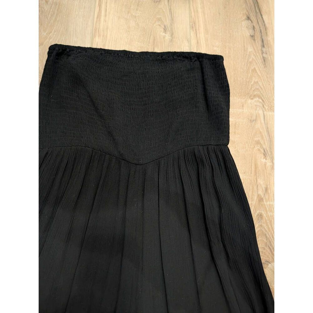 City Chic Jumpsuit Smocked Black Strapless Plus 16 16W Boho Gypsy Pockets - Picture 7 of 15